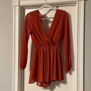 Orange Sheer Romper